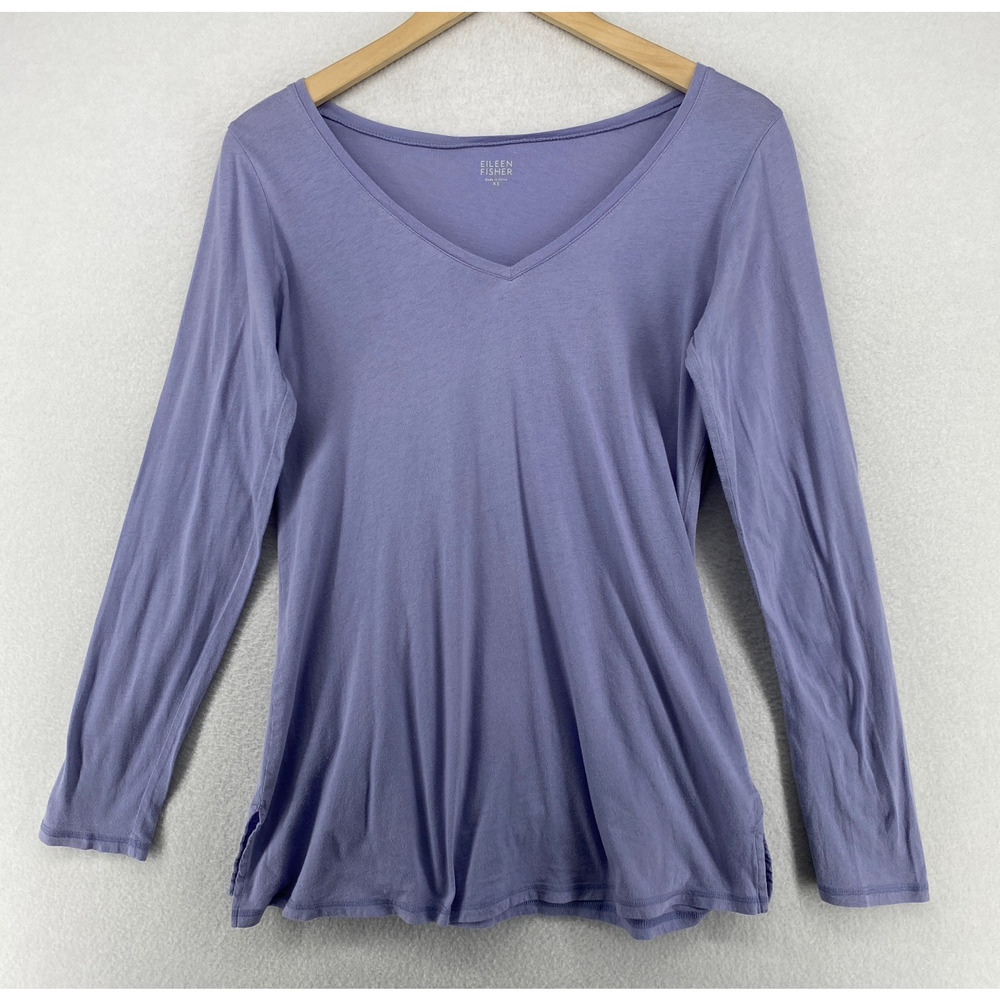 EILEEN FISHER Tunic XS Organic Cotton Fine Jersey Long Sleeve Lavender Blue